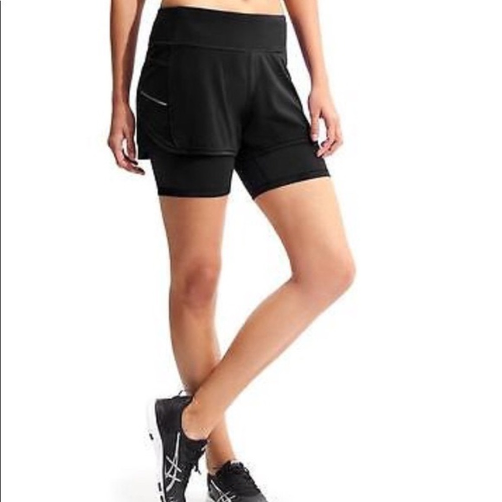 Athleta Ready Set 2 in 1 Black Shorts XS